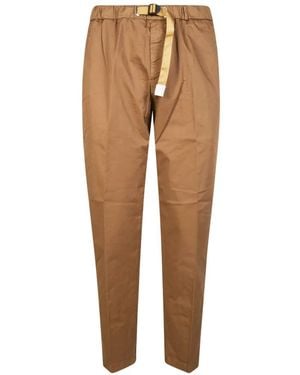 White Sand Belt Gabardine Trousers - Natural