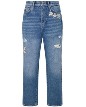 Liu Jo Floral-Embroidery Jeans - Blue