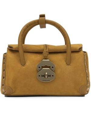 Zanellato Baby Dotta Stud-Embellished Suede Tote Bag - Metallic