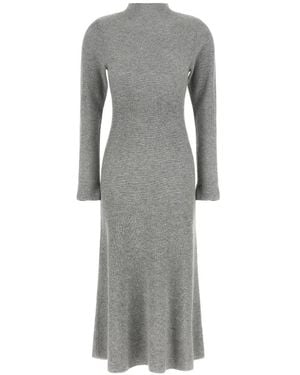 Fabiana Filippi Ribbed-Knit Flared Midi Dress - Gray