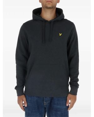 Lyle & Scott Logo-Embroidered Drawstring Hoodie - Blue