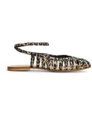 Anna F. Animal-Print Cage Sandals - White