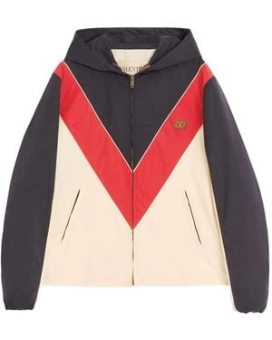 Valentino Garavani Hooded Colour-Block Jacket - Red
