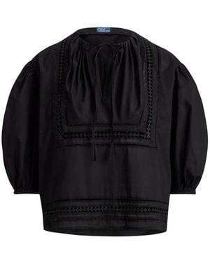 Polo Ralph Lauren Lizzy Puffed-Sleeves Blouse - Black
