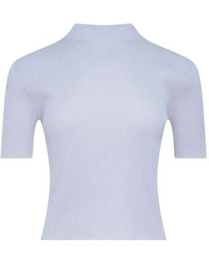 CFCL Ribbed-Knit Short-Sleeve Top - Blue