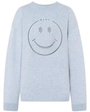Moschino X Smiley Cutout-Detail Sweater - Blue
