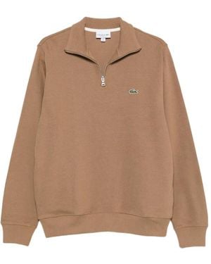 Lacoste Logo-Patch Zip-Fastening Polo Shirt - Natural