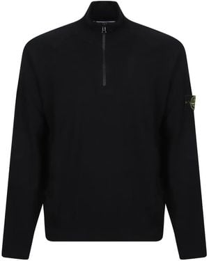 Stone Island Compass-Patch Half-Zip Jumper - Black
