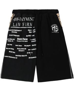 Marine Serre Text-Print Cotton Track Shorts - Black