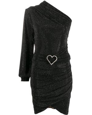 Philipp Plein One-Shoulder Crystal-Heart Dress - Black