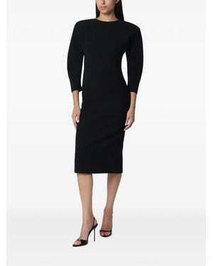 ANDAMANE Robe Mi-Longue À Épaules Arrondies - Black