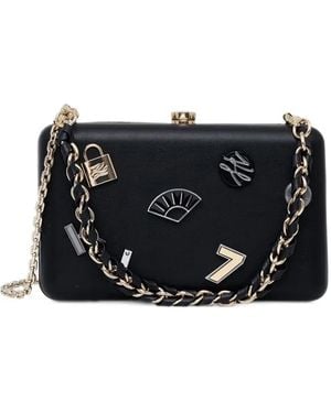 KARL LAGERFELD Charm-Embellished Chain-Link Clutch Bag - Black