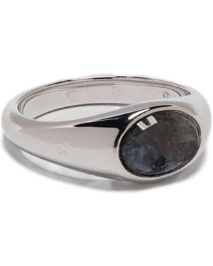Tom Wood Larvikite Oval-Stone Ring - Grey