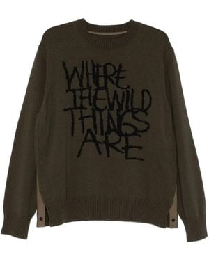 Sacai Text-Print Sweater - Green