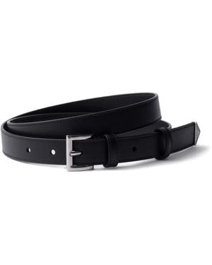 Prada Cinturón Con Logo Triangular Y Hebilla Metalizada - Blanco