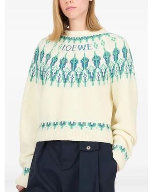 Loewe Wool Blend Crewneck Jumper - Blue