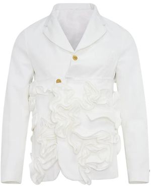 Comme des Garçons Ruffled Frayed Jacket - White