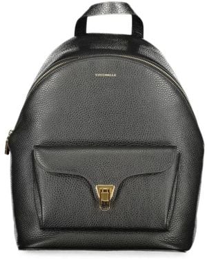 Coccinelle Alpha Pebbled-Leather Backpack - Black