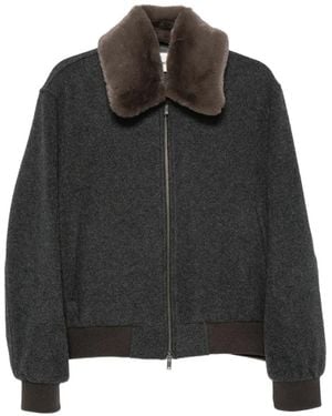 Tonywack Faux Fur-Collar Bomber Jacket - Black