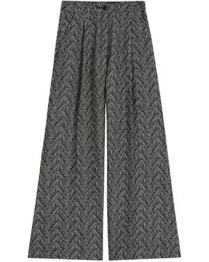 BOSS Herringbone-Pattern Pants - Gray