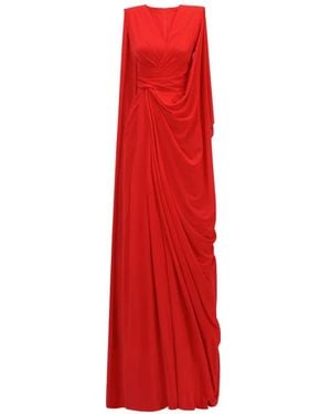 Gemy Maalouf Draped Cape-Style Dress - Red