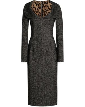 Dolce & Gabbana ヘリンボーン ミディドレス - ブラック