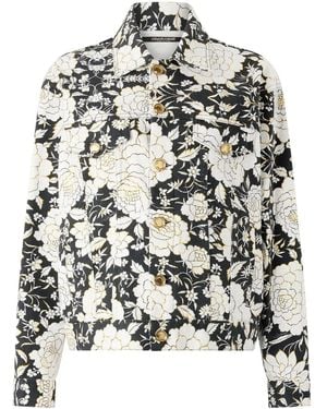 Roberto Cavalli Floral Print Denim Jacket - White