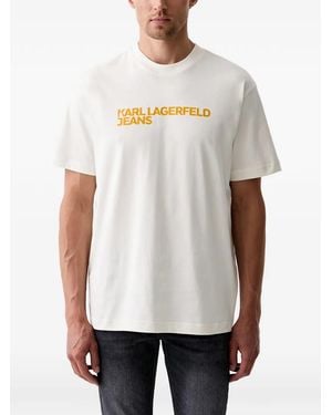 KARL LAGERFELD Logo-Print Cotton T-Shirt - White
