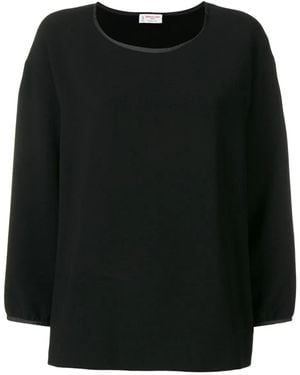 Alberto Biani Satin-Trim Blouse - Black