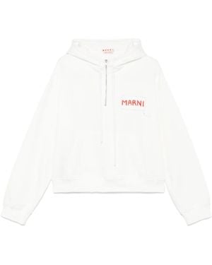 Marni Logo-Patch Hoodie - White