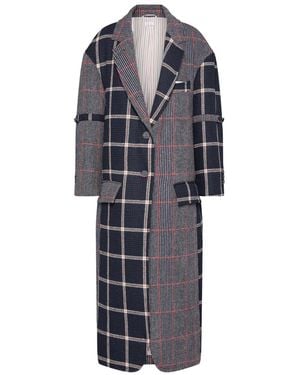Thom Browne Prince Of Wales Check Coat - Blue