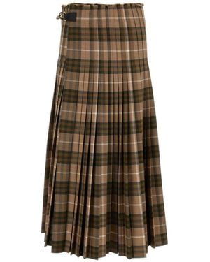 Burberry Checked Maxi Skirt - Natural