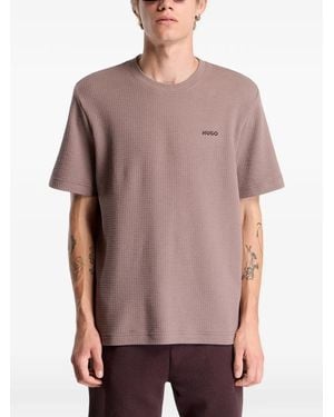 HUGO Camiseta Austin De Punto Gofrado De Algodón Con Parche Del Logo - Morado