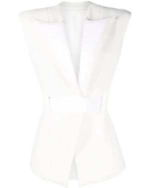 Balmain Vestido Con Hombros Acolchados - Blanco