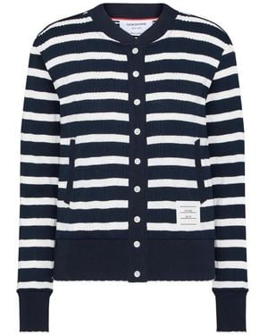 Thom Browne Gerippter Cardigan Mit Wellensaum - Blau
