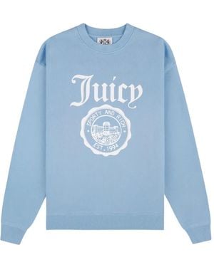Juicy Couture X S&R Logo-Print Crew-Neck Sweatshirt - Blue