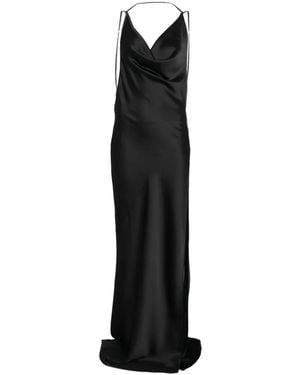 ANDAMANE Robe Longue Drapée À Col Bénitier Vera - Black