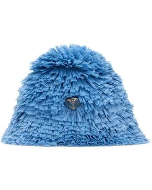 Prada Logo-Plaque Hat - Blue