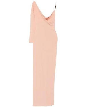 Elisabetta Franchi One-Shoulder Cowl-Neck Dress - White