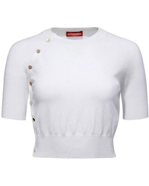 Altuzarra Short-Sleeve Knitted Crop Top - White