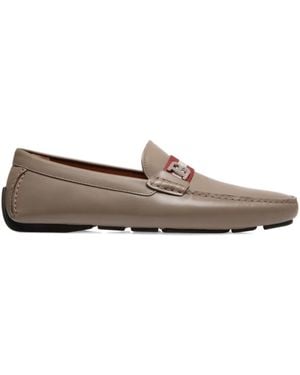 Bally Driver Leather Strap Loafers - Grey