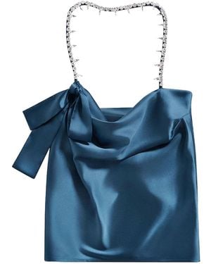 Area Crystal-Embellished Satin Top - Blue