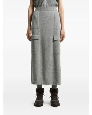Peserico Gebreide Midi-Rok Met Zakdetail - Grijs