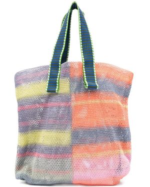 Epice Kanpur Striped Mesh Tote Bag - Pink