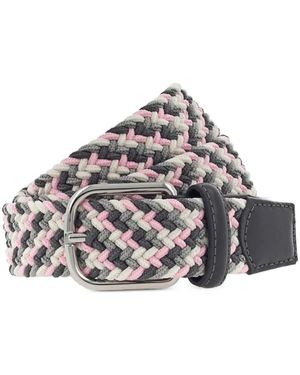 BGM LABEL Woven Leather-Trim Belt - White