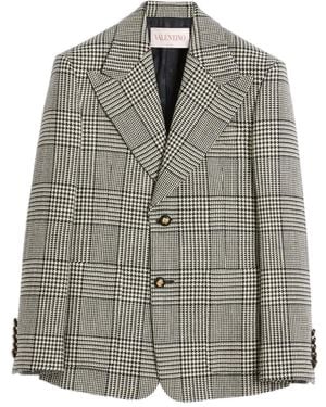 Valentino Garavani Houndstooth Single-Breasted Blazer - Grey