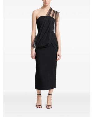 MARCELLA Dianne Strapless Mesh-Scarf Midi Dress - Black