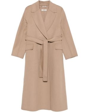 Max Mara Mantel Met Ceintuur - Naturel
