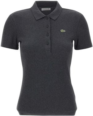 Lacoste Ribbed-Knit Polo Shirt - Zwart
