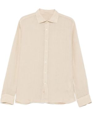 120% Lino Chemise Boutonnée À Manches Longues - Natural